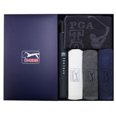 PGA 2단 자동 무지 우산 + 바스타올 + 190g 호텔타올 3P 세트 (대)