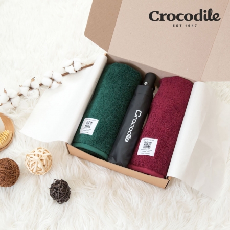 크로커다일 3단 솔리드 자동 우산 +시그니처 호텔 수건 2장 선물세트 RA #2