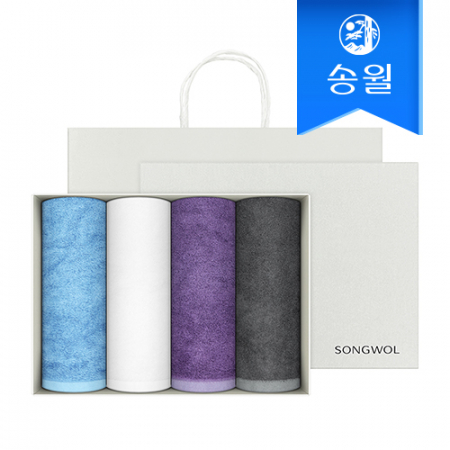 [송월타올]호텔수건 뱀부 프리미엄 무지타올 180g 4매 선물세트 + 쇼핑백 포함, 기념수건 #2