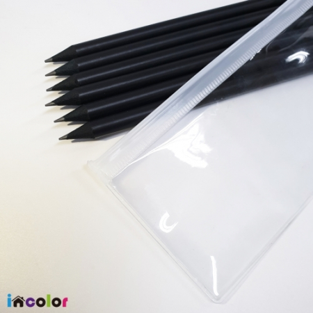 인컬러 고주파 흑목 원형 지우개연필(B) 6본입세트 #3