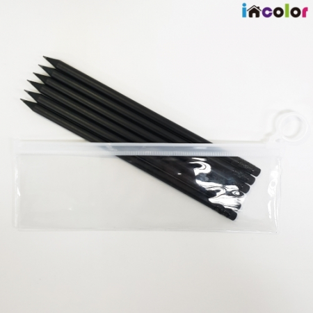 인컬러 고주파 흑목 원형 지우개연필(B) 6본입세트 #2