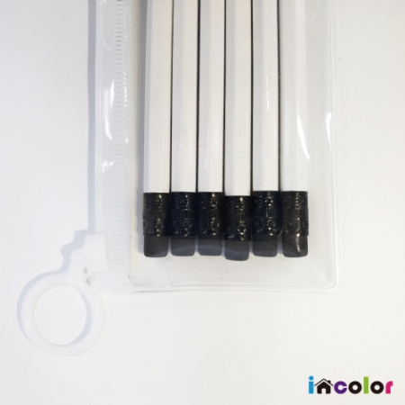 인컬러 고주파 6본입 화이트 육각 연필 세트 #4