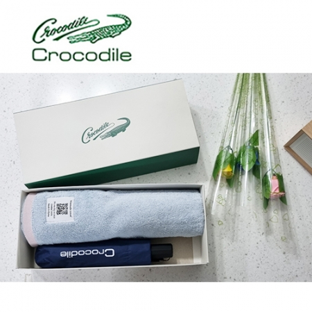 크로커다일 40수 코마사 투톤보다 타올 + 3단 6K 솔리드 암마 우양산 세트 6번 #2