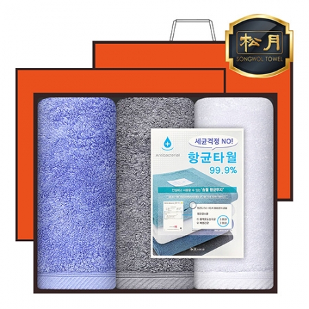 [송월타올] 향균 코마 40수 무지40 타올 180g 3매, 고급세트, 세면타올 #2