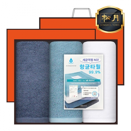 [송월타올] 향균 무지40 타올 3매, 고급세트, 세면타올 #2