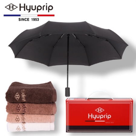 협립 3단 모던 완전 자동우산 + 40수 180 호텔타올 1P 우산 타올 세트 #2
