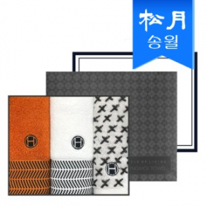 송월 호텔컬렉션 기프트세트(어로우 세면타올2 + 엑스고리 타올1) + 쇼핑백