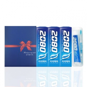알뜰 박스 5호 (2080 치약 3개 + 휴대용 칫솔 치약세트 + 선물케이스)