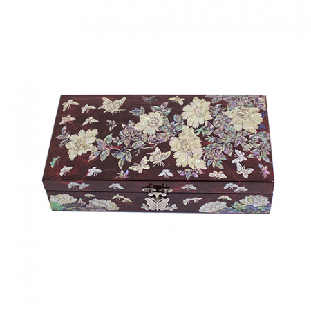 아름누리 적색 한지 꽃나비 다용도직사각형 보석함 #2