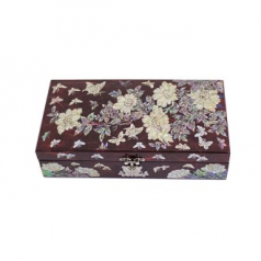 아름누리 적색 한지 꽃나비 다용도직사각형 보석함