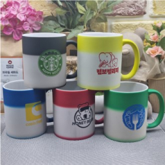 변색 무광 칼라 매직 투톤 실크 머그컵