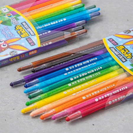 지구화학 투명이 샤프식 색연필 12, 24색 #2