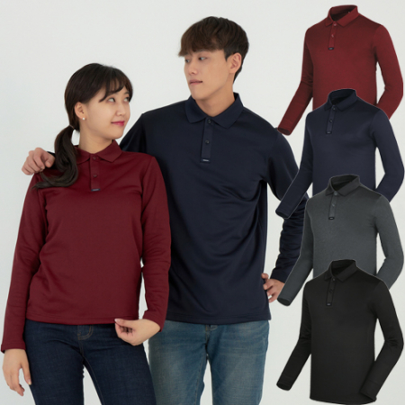 남성 여성 단체 속 기모 긴팔 카라 티셔츠 #2