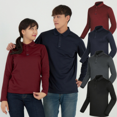 남성 여성 단체 속 기모 긴팔 카라 티셔츠