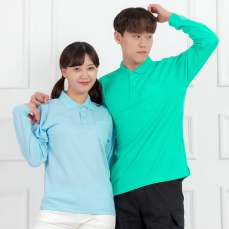 드라이 기능성 긴팔 폴로 카라 티셔츠, 남자 여자 단체 티셔츠 #3