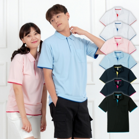 배색 쿨터치 폴로 반팔 카라 티셔츠, 남성 여성 티셔츠 #2