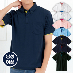배색 쿨레쉬 폴로 반팔 카라 티셔츠, 남자 여자 티셔츠