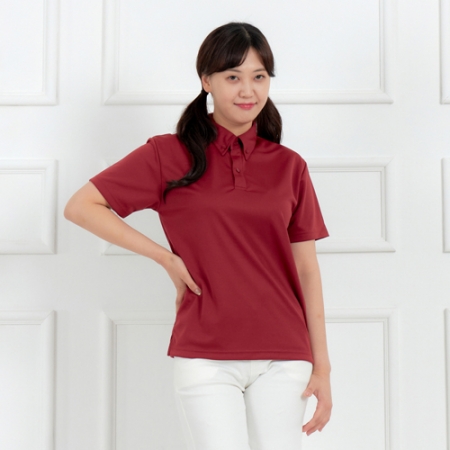 포 버튼 쿨레쉬 카라 반팔 티셔츠, 남성 여성 티셔츠 #3