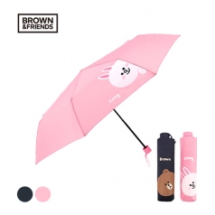 라인프렌즈 3단 빼꼼 라인 수동 우산