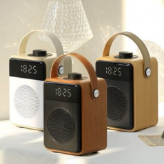 세비즈 핸드 블루투스 5.0 스피커 핸즈프리 AUX, FM 라디오, LED 알람시계, 이중 페어링