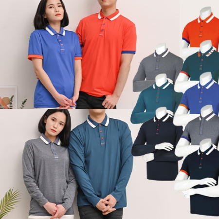 스판 반팔 긴팔 카라 티셔츠, 남자 여자 단체 티셔츠 #2