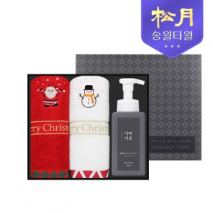 아빠마음 생활 세트 5호, 송월 크리스마스 140g 타올 2P + 소프트터치 핸드워시 500ml 1P