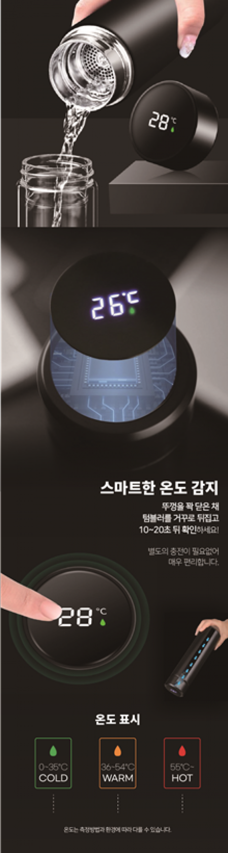 스마트 LED 온도 텀블러, 인쇄 스텐 녹차망 #3