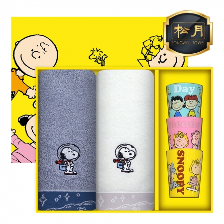 [스누피 전용 타올 컵 세트]스누피 스페이스 타올 40 2p + 스누피 3p 컵 세트 #2