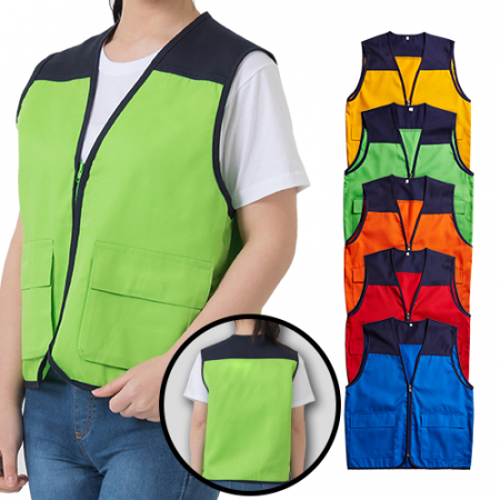 배색 스텝 V넥 조끼, 남자 여자 단체 행사 #6