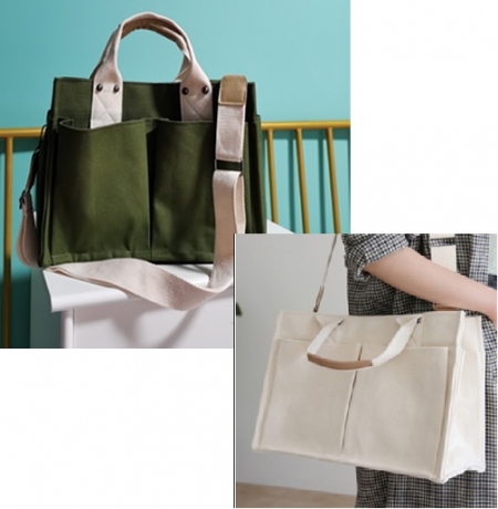 룩앳걸 투포켓 캔버스 페브릭 텀블러백 토트백 숄더백 #3