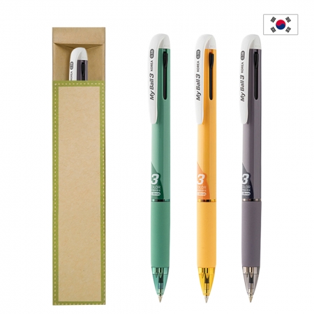 마이볼 3색 빈티지 볼펜 (0.38mm) + 에코 종이 케이스 // 국산 #3