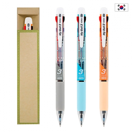 마이 3색 국산 볼펜 (0.7) + 에코 종이 케이스 #2