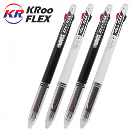 크루 플렉스 3색 볼펜(흑백) 0.7mm // 국산 #2