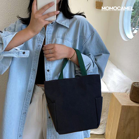 모모카멜 에코백 투포켓형 28cm * 24cm * 12cm (HE06) #4