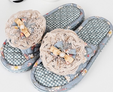 플로랄 실내화, 3중쿠션 패션 플라워 퀼팅 면 슬리퍼 실내화 베이직 #2