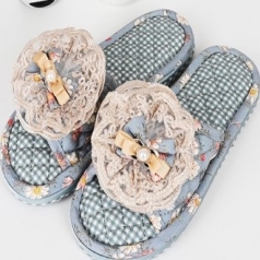 플로랄 실내화, 3중쿠션 패션 플라워 퀼팅 면 슬리퍼 실내화 베이직
