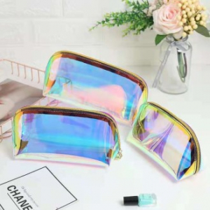 홀로그램 다용도파우치 화장품 여행용소품정리 베이직 세면백 반달 대형
