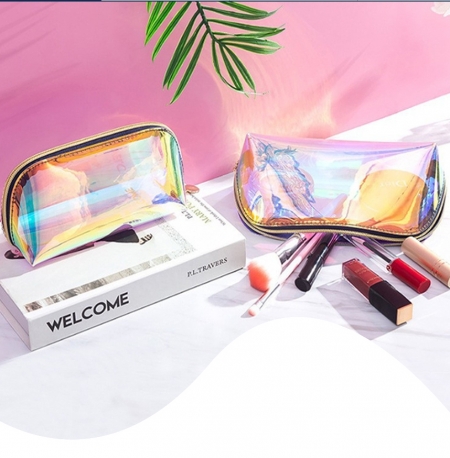 홀로그램 다용도파우치 화장품 여행용소품정리 베이직 세면백 반달 소형 #2