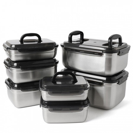 스테인리스 스틸 밀폐용기-직사각 돔핸디형 // 국산 #2