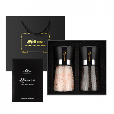 웰세스 WG-202 히말라야 핑크솔트 블랙페퍼 그라인더 선물세트[핑크소금 굵은입자 200G, 통후추 100G] #2