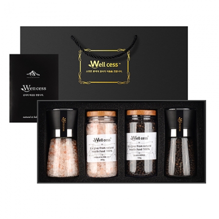 웰세스 WG-204 히말라야 핑크솔트 블랙페퍼 그라인더 선물세트[핑크솔트 굵은입자 200G, 블랙페퍼 100G, 핑크솔트 리필 300G, 블랙페퍼 리필 150G] #2