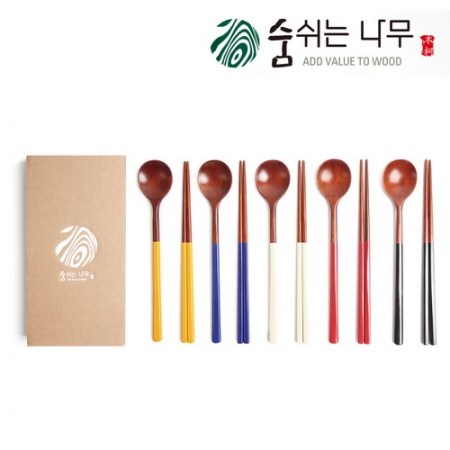 숨쉬는 나무 오방 달수저 2인 선물세트 보급형 #2