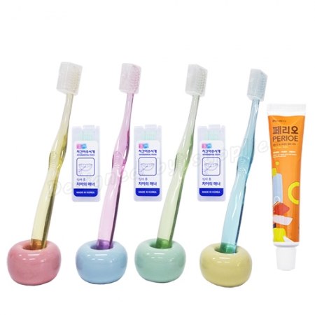 커플 치과용 크리스탈캡+페리오+치간 칫솔 치약 세트 #5