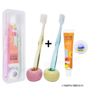 커플 치과용 크리스탈캡+페리오+치실 칫솔 치약 세트