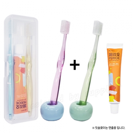 커플 치과용 크리스탈캡+페리오 칫솔 치약 세트 #2