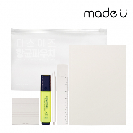 에브리데이 웰컴키트 기성노트형 D 타입 노트 볼펜, 포스트잇, 자, 형광펜, 항균파우치 #2