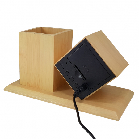 LED 마름모 펜꽂이시계 원목탁상시계 #4