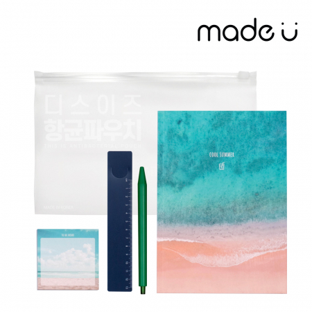 에브리데이 웰컴키트 제작노트형 B 타입 노트 / 볼펜 / 포스트잇 / 자 / 항균파우치 #2