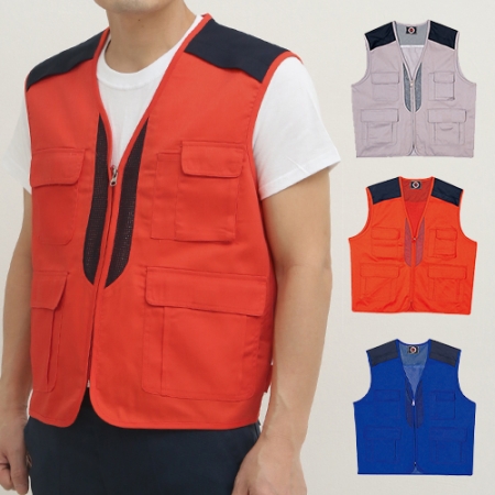 배색 콜라보 작업 조끼 M-2XL 남자 여자 #2