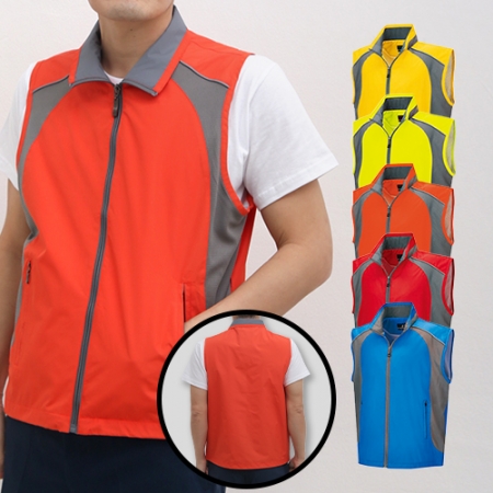 델러컷 배색 카라 조끼 M-3XL, 남자 여자 조끼 #2